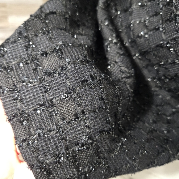 White House Black Market Tweed Mini Skirt Metallic Silver Chain Button 6 - Picture 5 of 10